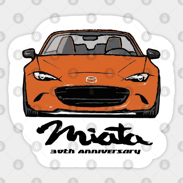 Miata MX5 30th Anniversary Orange Sticker by Woreth